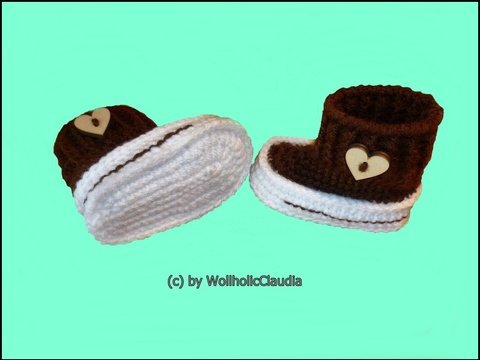 Häkelanleitung Babyschuhe - Babyboots 11 cm