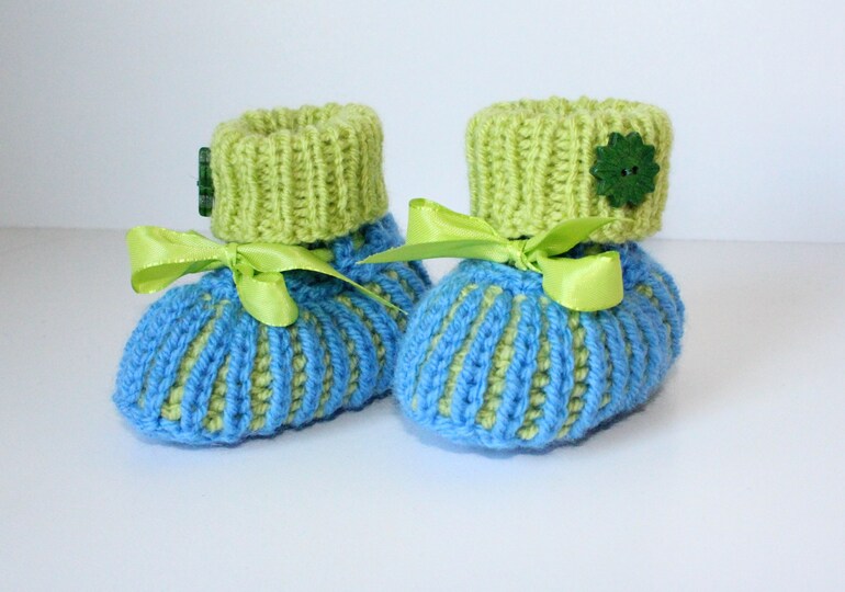 Strickanleitung Baby-Schuhe, Booties, Schühchen im Halbpatent, Sohlenlänge 11 cm