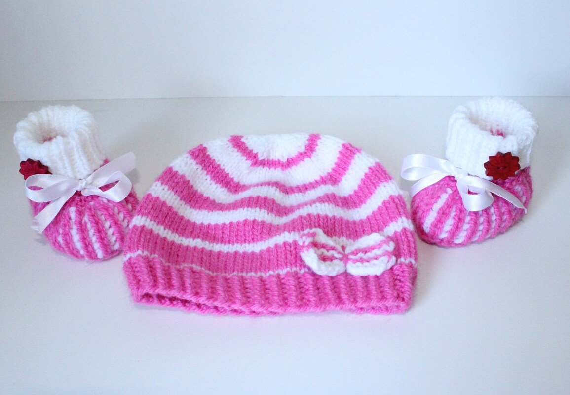 Strickanleitung Baby-Set, Mütze und Booties, ca. 1 - 4 Monate