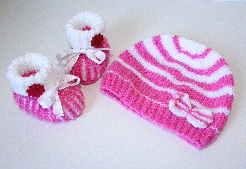 Strickanleitung Baby-Set, Mütze und Booties, ca. 1 - 4 Monate