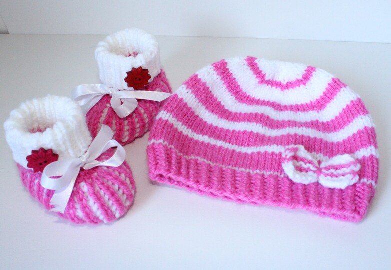 Strickanleitung Baby-Set, Mütze und Booties, ca. 1 - 4 Monate