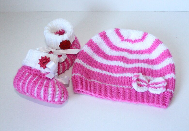 Strickanleitung Baby-Set, Mütze und Booties, ca. 1 - 4 Monate