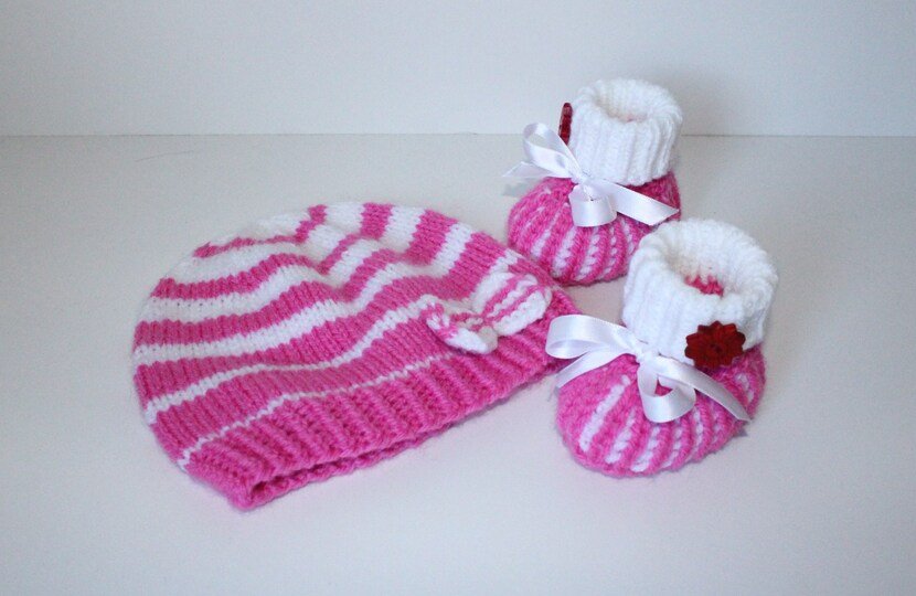 Strickanleitung Baby-Set, Mütze und Booties, ca. 1 - 4 Monate