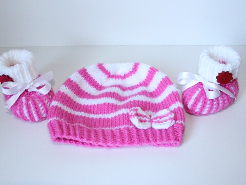 Strickanleitung Baby-Set, Mütze und Booties, ca. 1 - 4 Monate