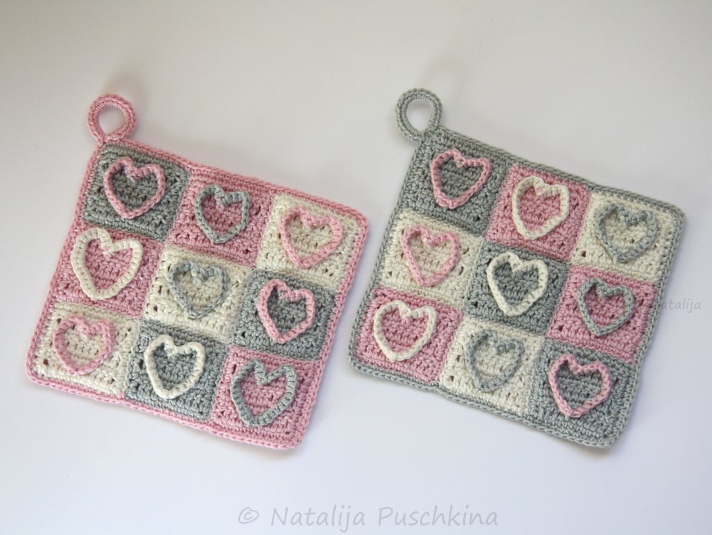 Kochen mit Spaß - Topflappen ‚Herzen‘ - Häkelanleitung - Bild 2