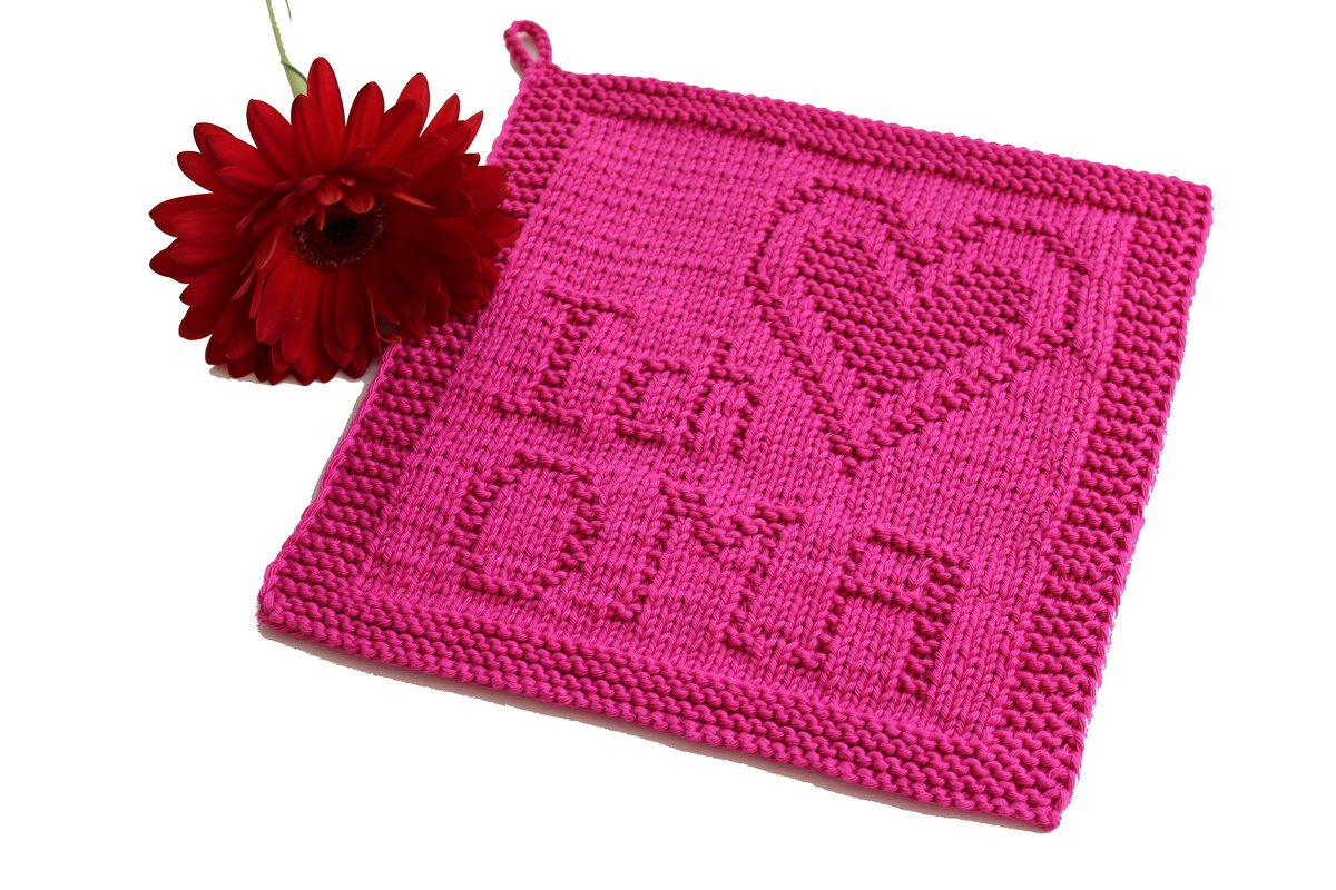 "Ich liebe Oma" Untersetzer stricken PDF-Strickanleitung