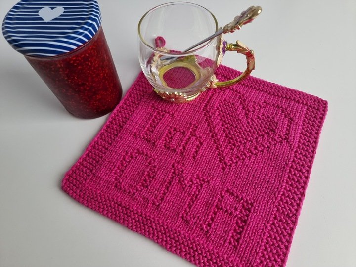Strickanleitung Untersetzer „Ich liebe Oma“ – liebevolle Geschenkidee | PDF