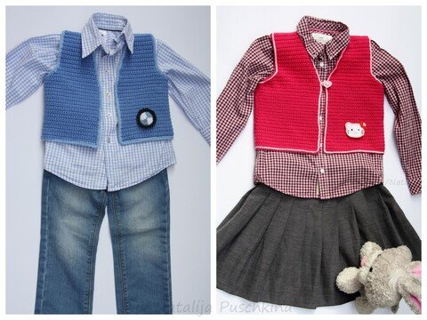 Bequeme Weste für Mädchen und Jungs - Häkelanleitung in Größen: 56/62, 68/74, 80/86, 92/98