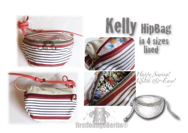 US-Kelly E-Book HipBag Hip pocket Pocket Pouches Pdf-file Sewing instruction & Pattern in 4 sizes, made with Love by firstloungeberlin