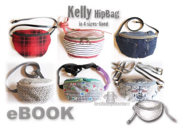 US-Kelly E-Book HipBag Hip pocket Pocket Pouches Pdf-file Sewing instruction & Pattern in 4 sizes, made with Love by firstloungeberlin