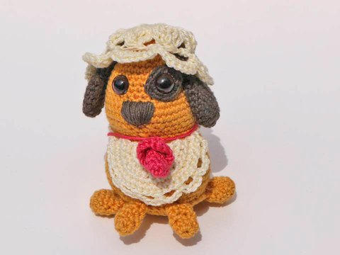 kleiner Hund "Hab mich lieb" zum Häkeln