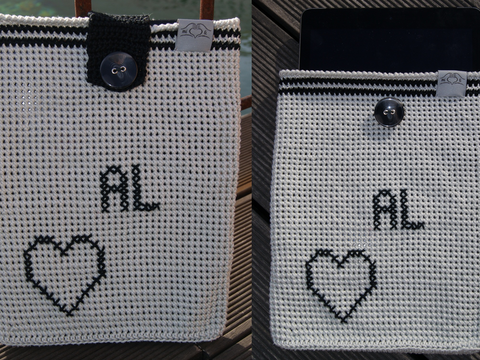 Tablet-Hülle mit ABC- und Herz-Kreuzstich-Vorlage