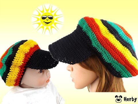 Schirmkappe " Reggae", für Groß & Klein