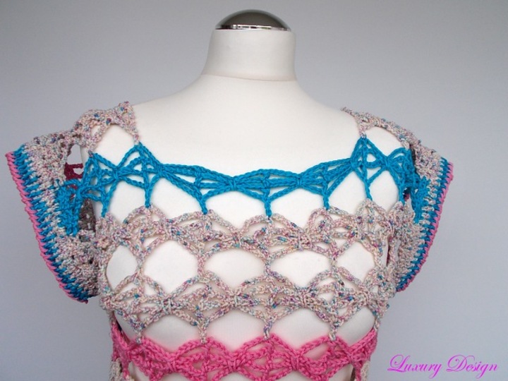 Häkelanleitung Netzshirt/Minikleid alle Größen Luxury Design No. 74