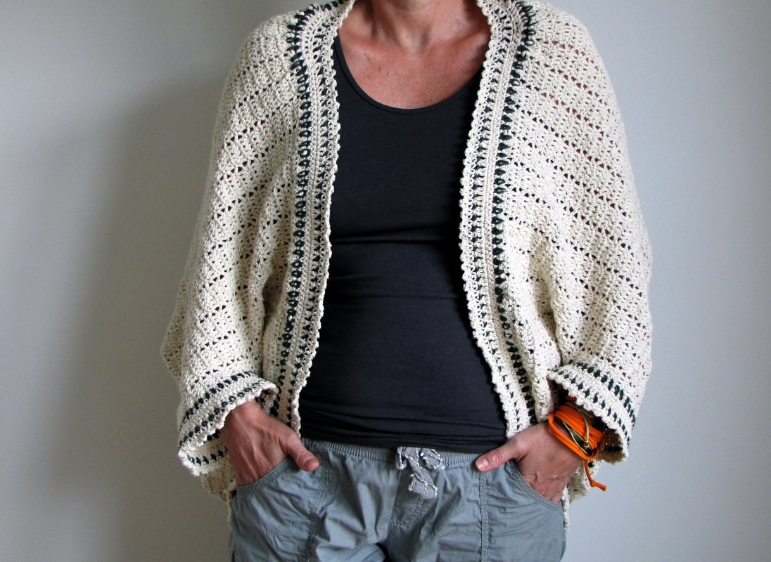 Jacke / Cardigan als Viereck, alle Gr. oversized - Häkelanleitung - Bild 2
