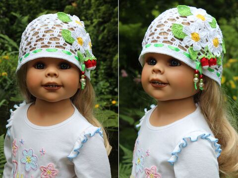 Häkelanleitung für Kindermütze Erdbeerfeld