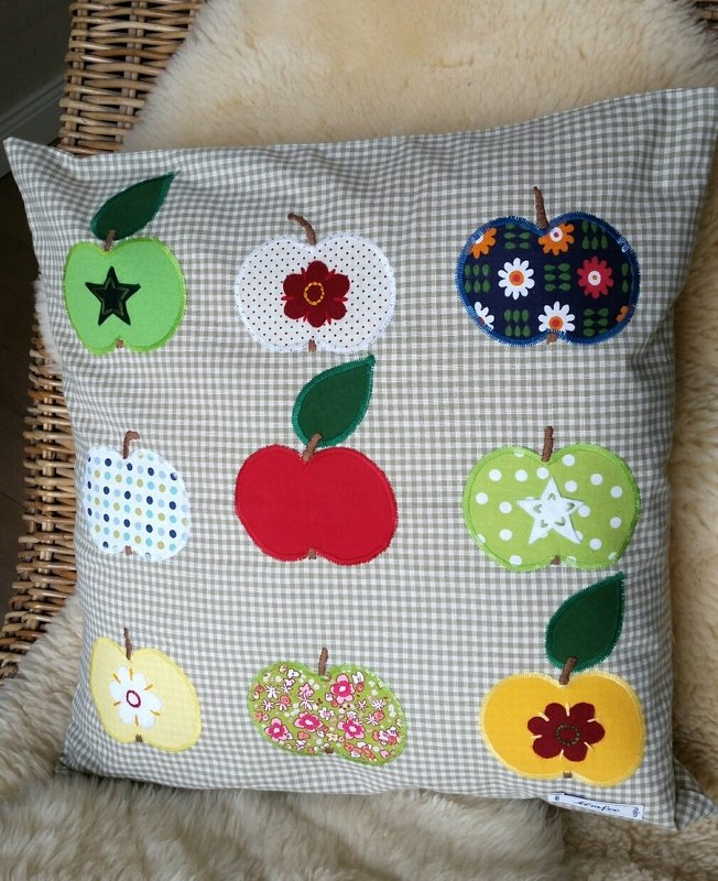 Kuschelkissen "An Apple a Day..." 40x40cm Nähanleitung inkl. Applikationsvorlagen - Bild 4