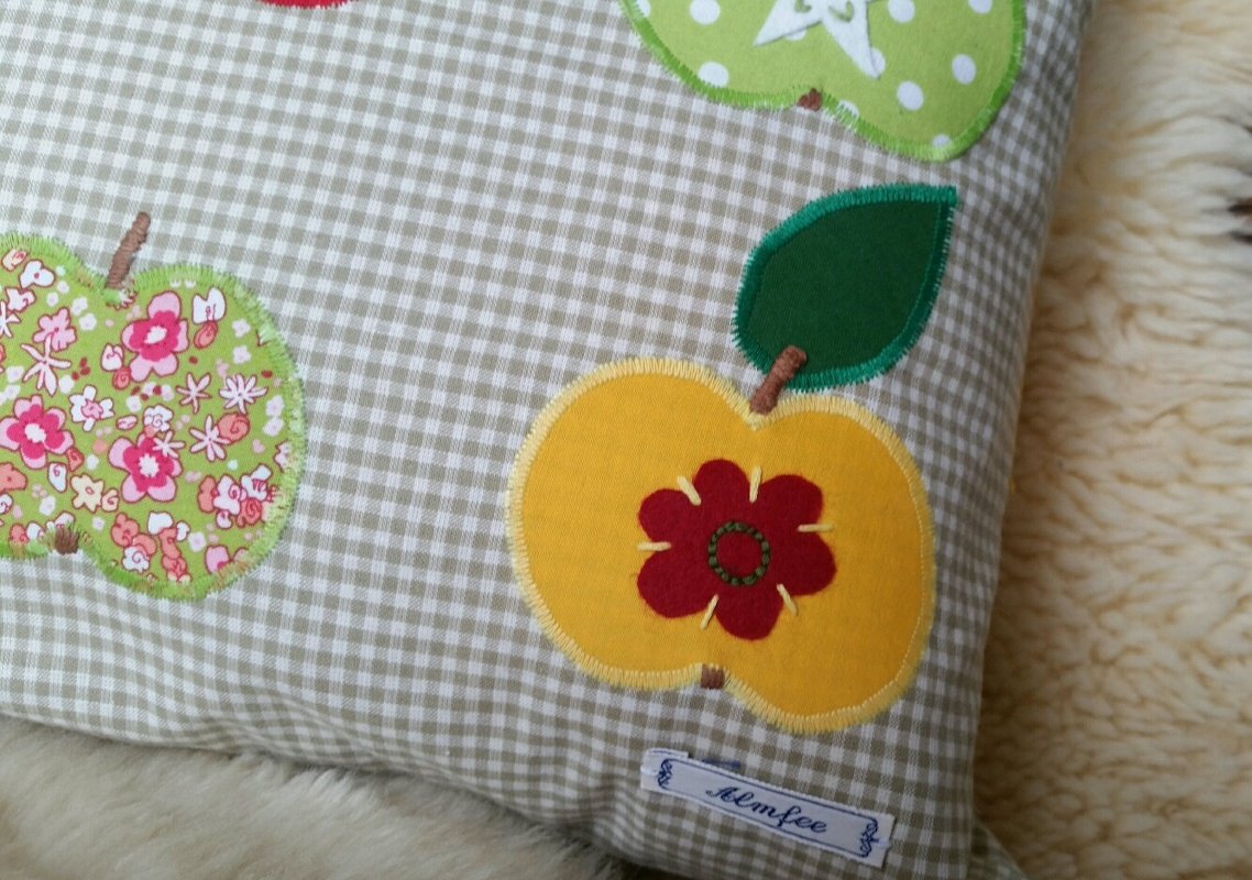 Kuschelkissen "An Apple a Day..." 40x40cm Nähanleitung inkl. Applikationsvorlagen