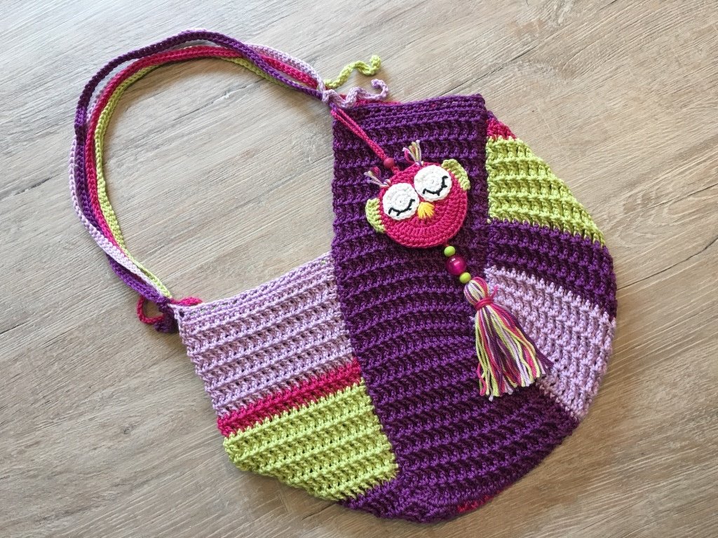 Häkelanleitung Mädchen-Beuteltasche Shopper mit Gratis-DIY Quasten