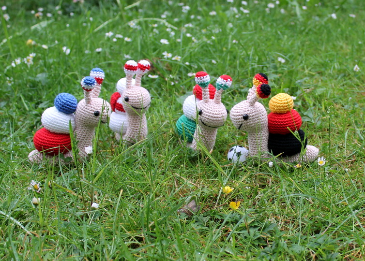 Fussballfan Schnecke Häkelanleitung