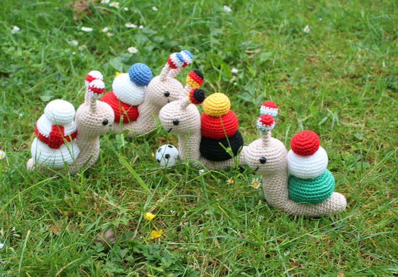 Fussballfan Schnecke Häkelanleitung