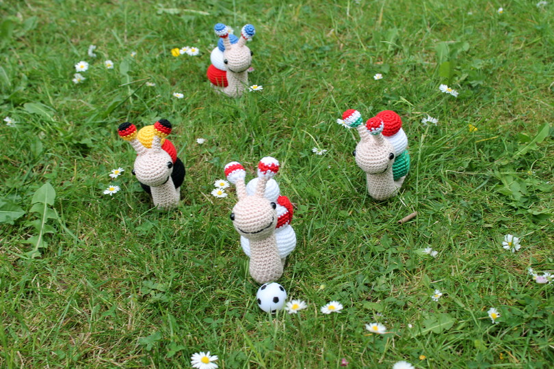 Fussballfan Schnecke Häkelanleitung