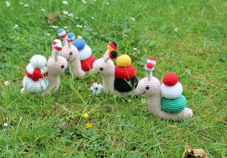 Fussballfan Schnecke Häkelanleitung