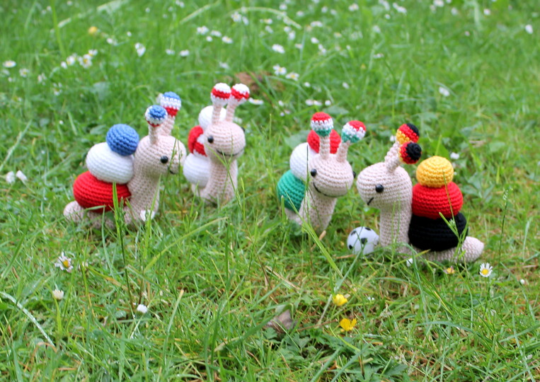 Fussballfan Schnecke Häkelanleitung