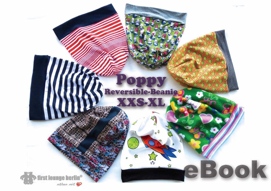 US-Poppy E-Book Reversible-Beanie Cap in 6 sizes xxs-xl for the whole family! Pattern with sewing instruction. Design from firstloungeberlin - Image 5