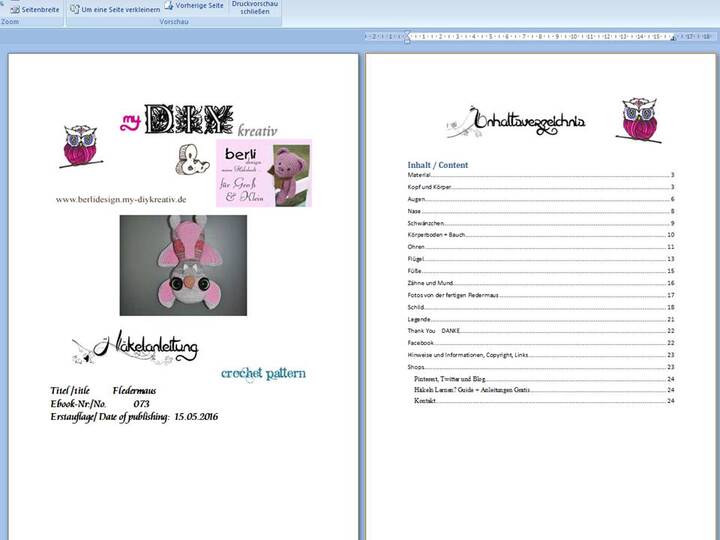 Fledermaus Rosalia von und zu Zähnchen - Häkelanleitung