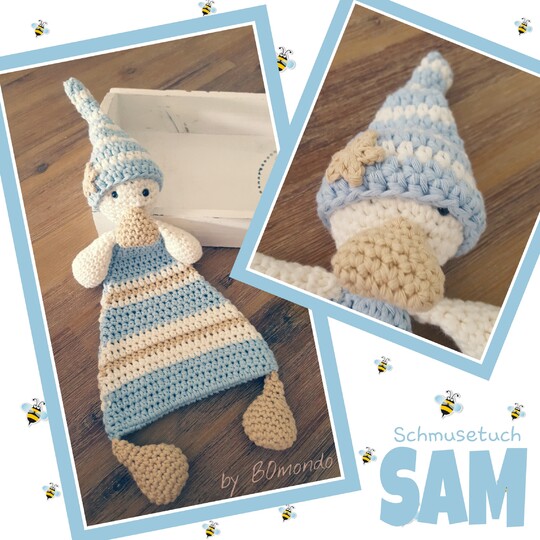 Häkelanleitung Schmusetuch Sam für Babys und Kleinkinder 