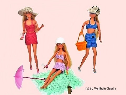 Häkelanleitung 8teiliges Spar-Set - Puppenkleidung Picknick