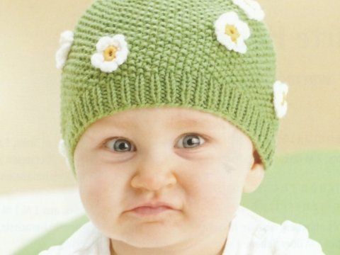 Strickanleitung Kindermütze  „sonniges Gänseblümchen“, Kleines Tausendschön für süße Köpfchen
