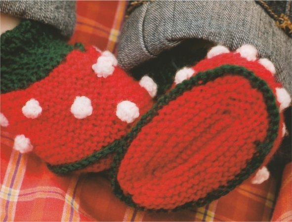 Strickanleitung Schühchen „Getupft wie ein Fliegenpilz“,