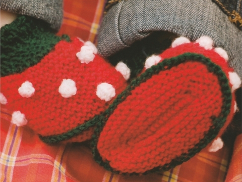 Strickanleitung Schühchen „Getupft wie ein Fliegenpilz“,