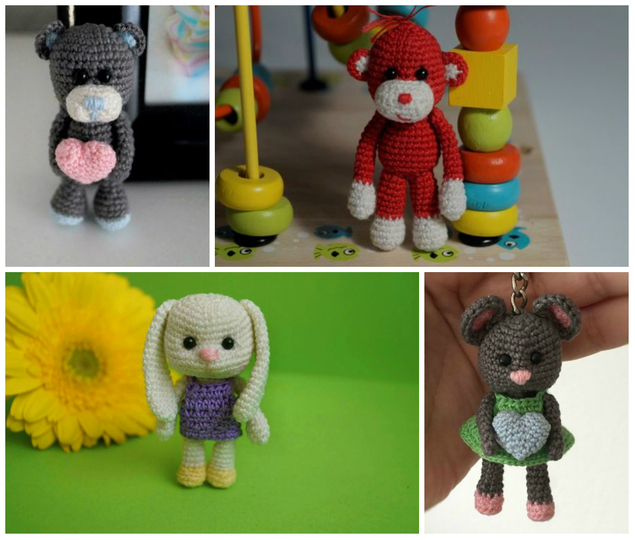 Sparset 4in1! Häkelanleitung Schlüsselanhänger, Taschenbaumler