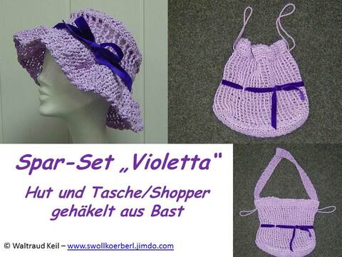 Häkelanleitung Set Violetta - Hut und Tasche/Shopper