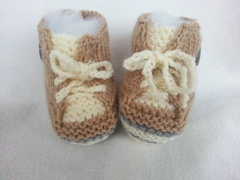 Strickanleitung Babyschuhe Turnschuhe, von 2-9 Monate tragbar, ohne Nadelspiel!
