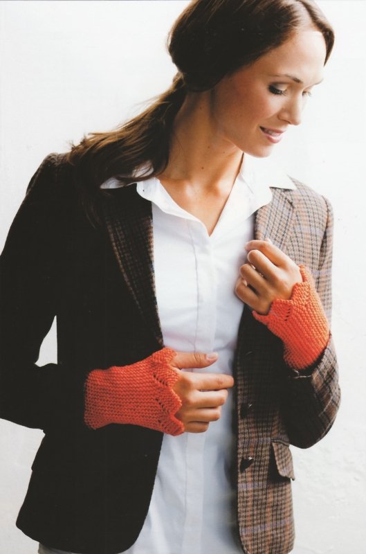Strickanleitung Stulpe  „Auf die Spitze getrieben“ - Pulswärmer in Orange - Bild 2