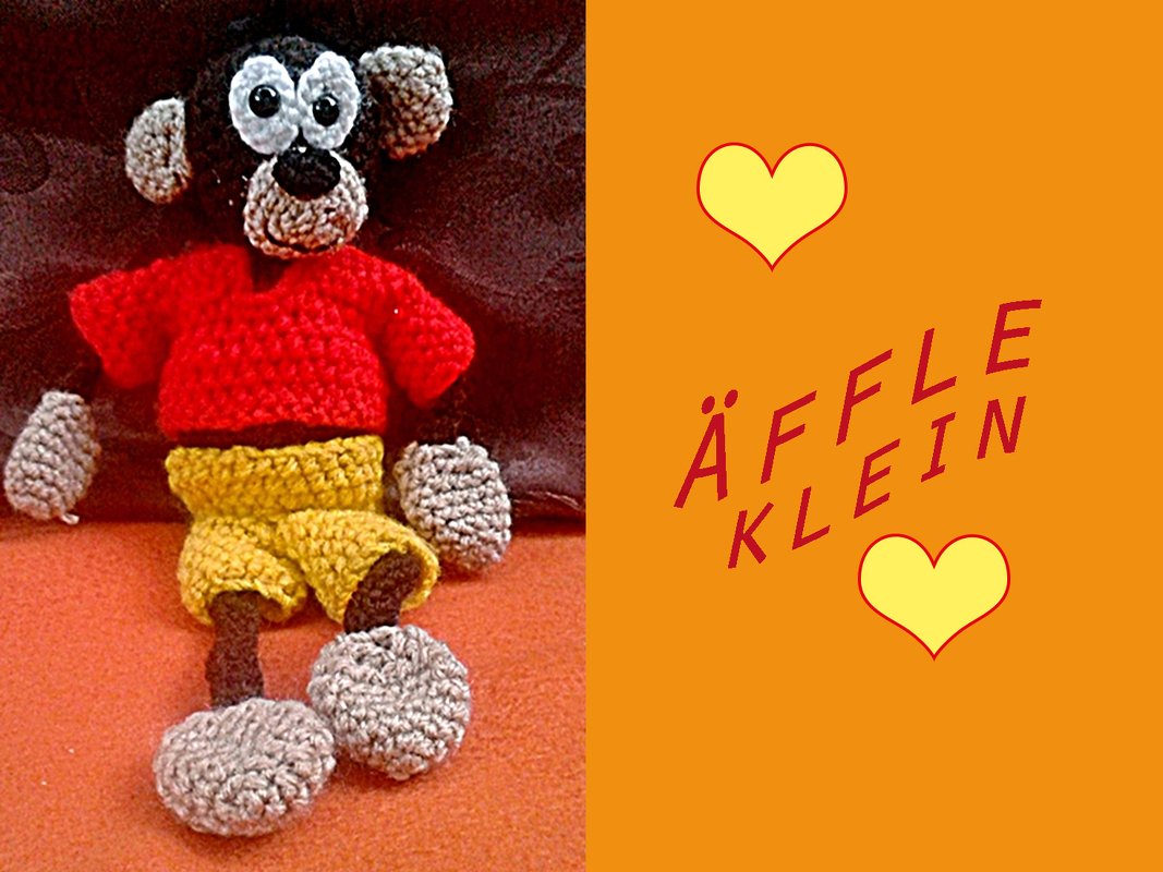 Häkelanleitung  " Äffle - Taschenbaumler "