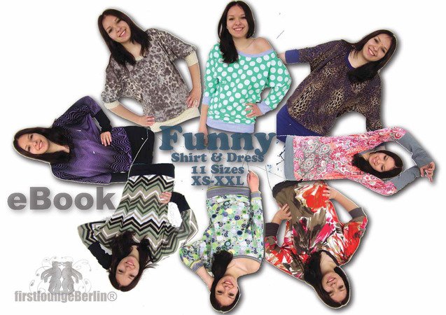 Us-Funny *** E-Book PDF-file Shirt & Dress with U-boat neckline sewing instruction pattern 11 sizes Xs to Xxl Design from Firstloungeberlin