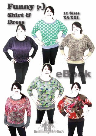 Us-Funny *** E-Book PDF-file Shirt & Dress with U-boat neckline sewing instruction pattern 11 sizes Xs to Xxl Design from Firstloungeberlin