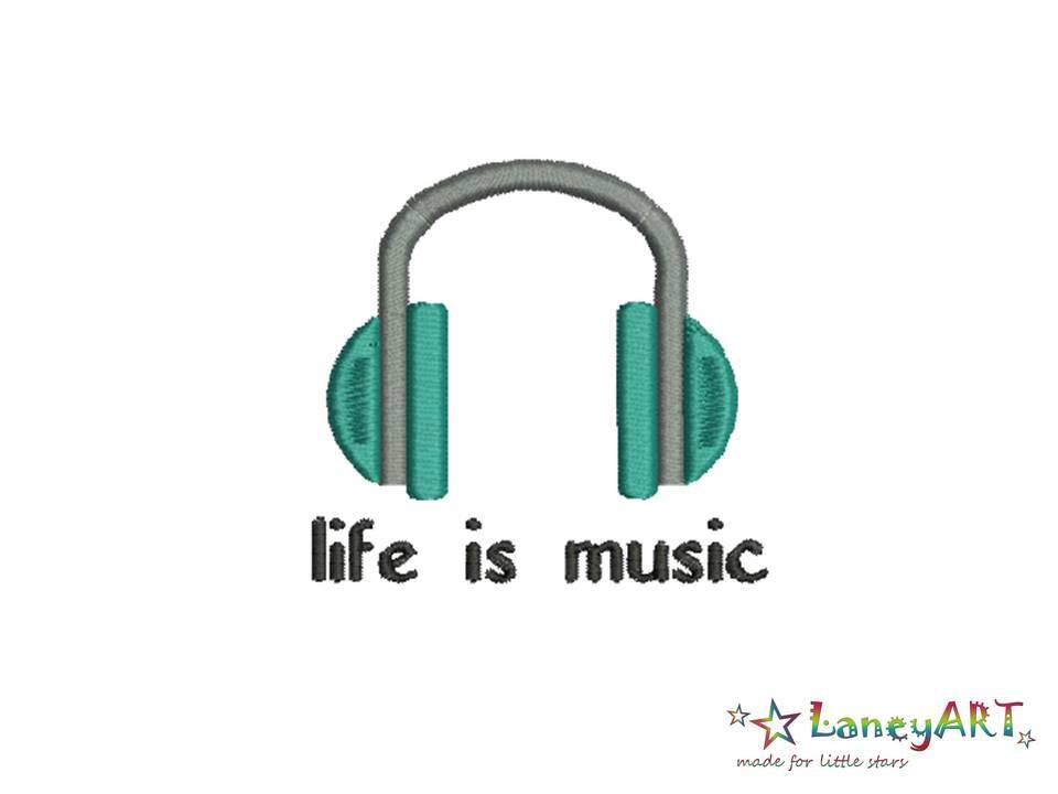 Stickdatei/ Stickmotiv "Musik / life is music" Pes Format (Deco, Brother, Babylock)