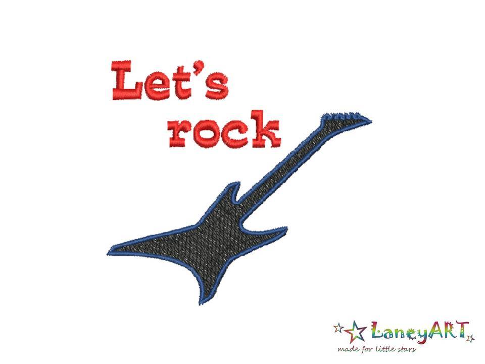 Stickdatei/ Stickmotiv "Music - Let's rock" Pes Format (Deco, Brother, Babylock) 