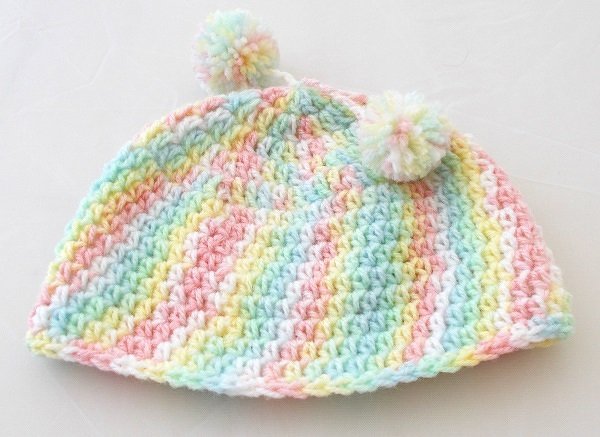 Häkelanleitung: Babymütze in Pastellfarben für Kopfumfang 36/38