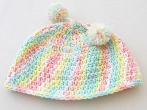 Häkelanleitung: Babymütze in Pastellfarben für Kopfumfang 36/38