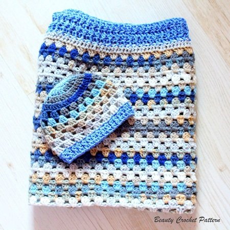 Granny Set Baby Blanket And Hat