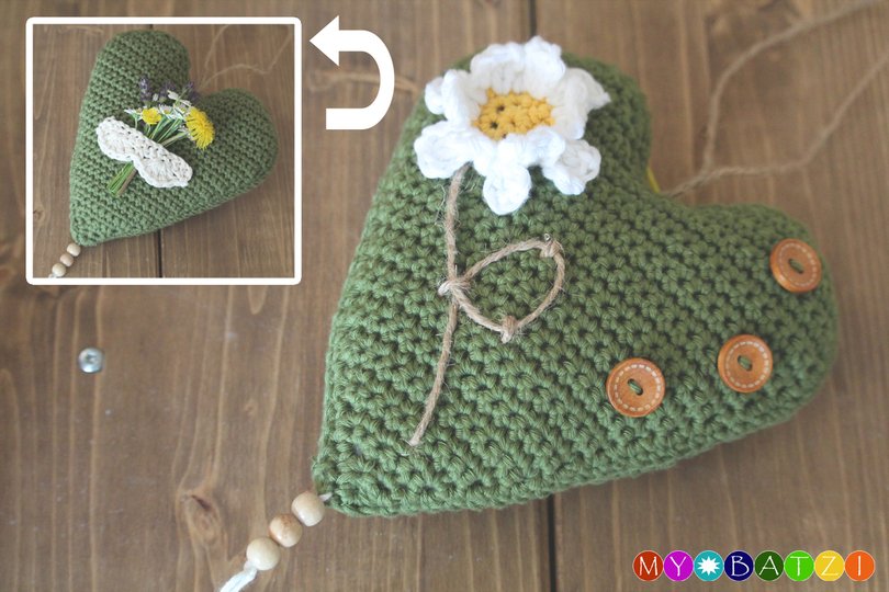 Häkelanleitung Herz // mit Blumen // 2 Varianten