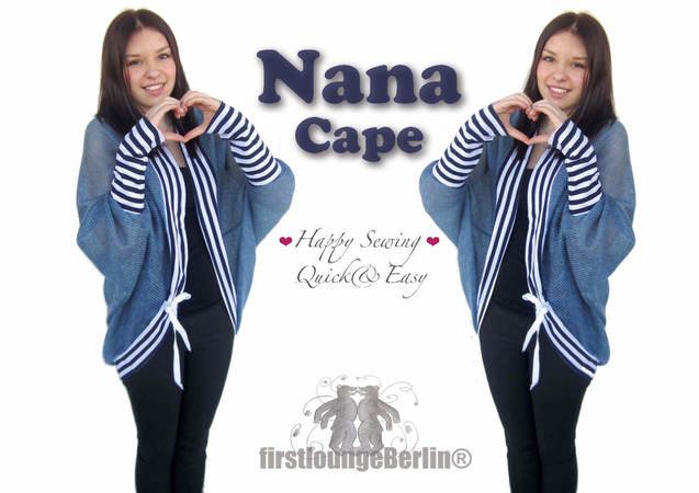 US-Nana Cape *** PDF-file eBook Poncho sewing instruction with patterns in 3 double size xs-xxl handmade with Love from firstloungeberlin