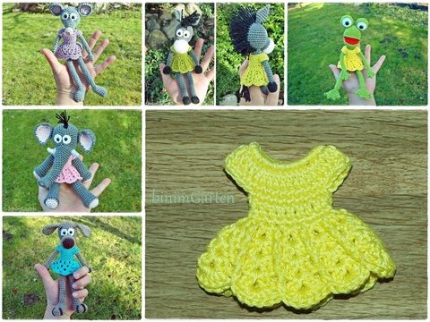 Kleidchen für Fingerpuppen - Häkelanleitung